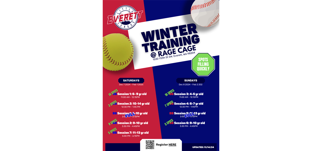 Winter Training Registration Closes 12.06.24